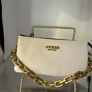 GUESS Cream Chain Handle Crossbody Bag